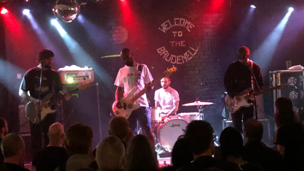 A band performing at the Brudenell Social Club, a grassroots music venue in Leeds