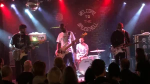 A band performing at the Brudenell Social Club, a grassroots music venue in Leeds